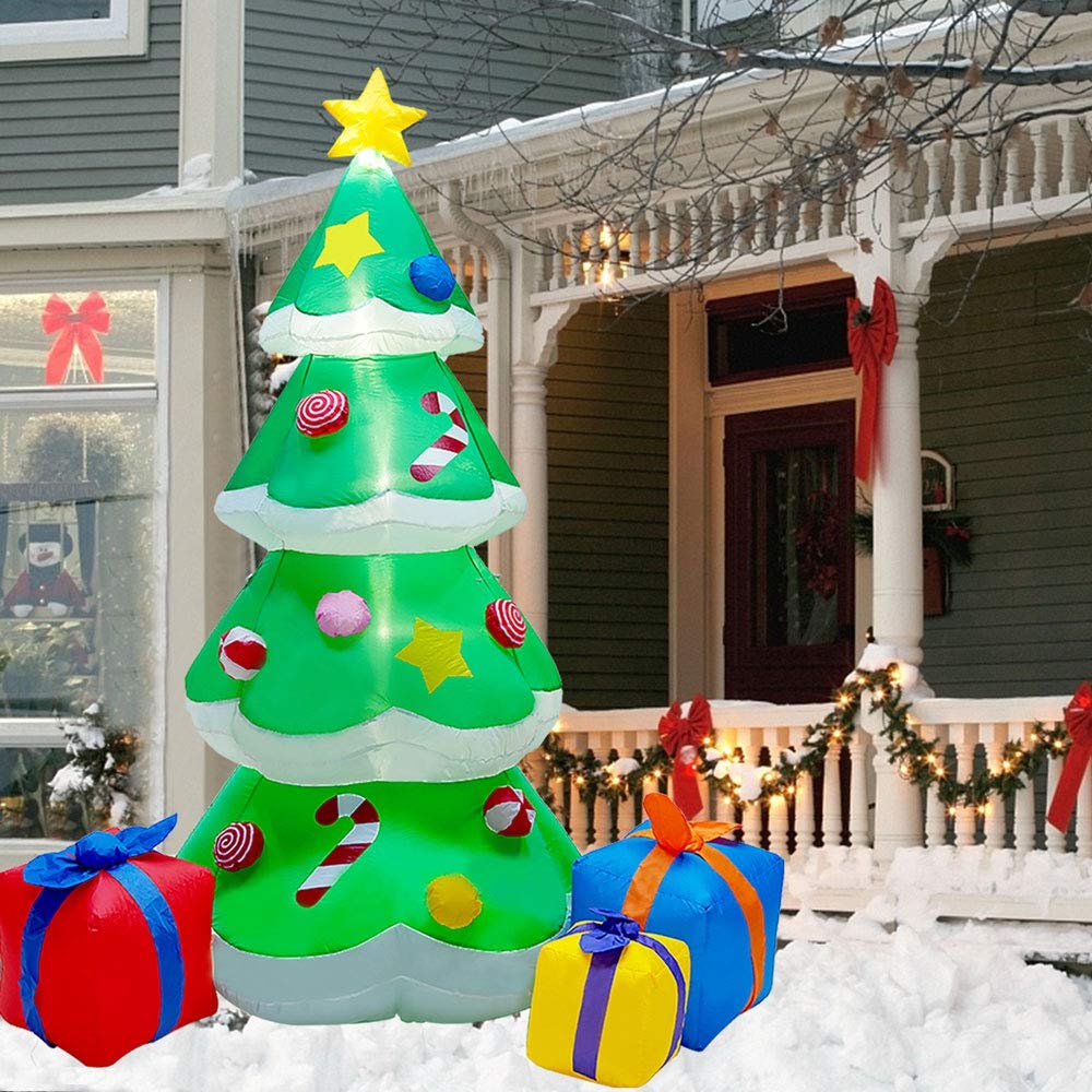 Photo 1 of DR.DUDU 7 FT Inflatable Christmas Tree with Led Lights, Lighted Christmas Tree for Blow Up Yard Decoration, Indoor Outdoor Yard Garden Christmas Decoration