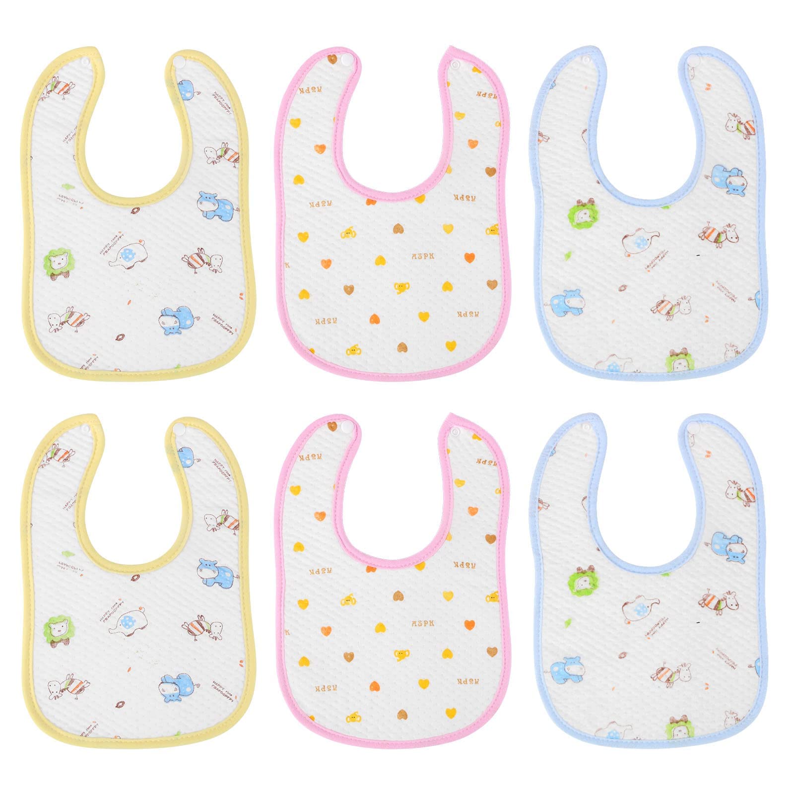 Vicloon Baby Bibs, Pack of 6 Bibs with Press Stud, Soft & Absorbent Muslin, Toddler Baby Bibs, Unisex Drool Bibs Baby