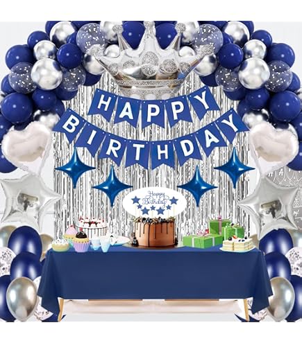 JCitimix Geburtstagsdeko In Blau & Schwarz – Mit Ballons, Banner & Pompons Für Jungs, Mädchen & Erwachsene