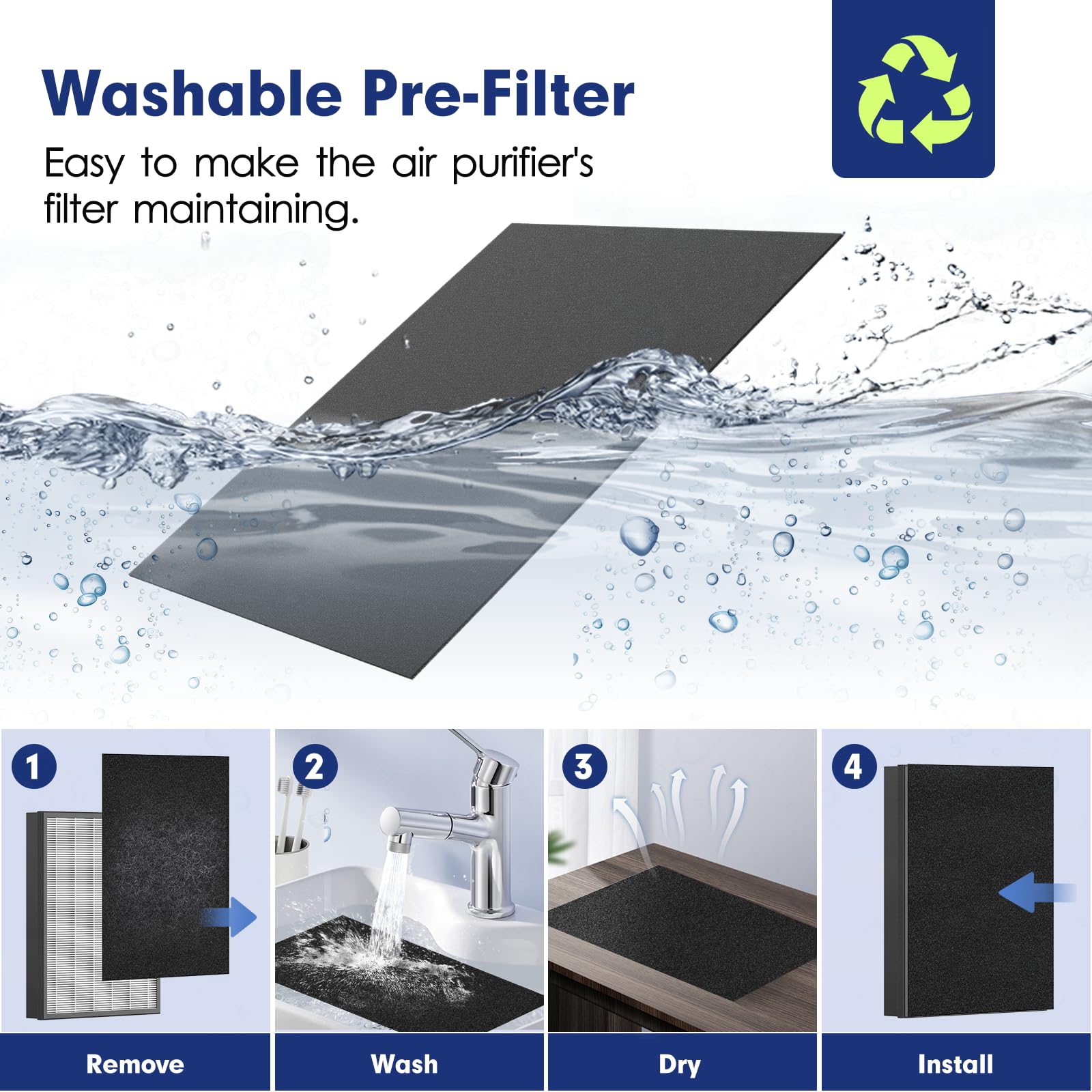 Air Purifiers for Extra Large Room Up To 3000ft² Coverage, MOOKA Air Purifier with PM 2.5 Display Air Quality Sensors, Washable Filter H13 True HEPA Filter Wildfire/Smoke, 24dB for Home Bedroom