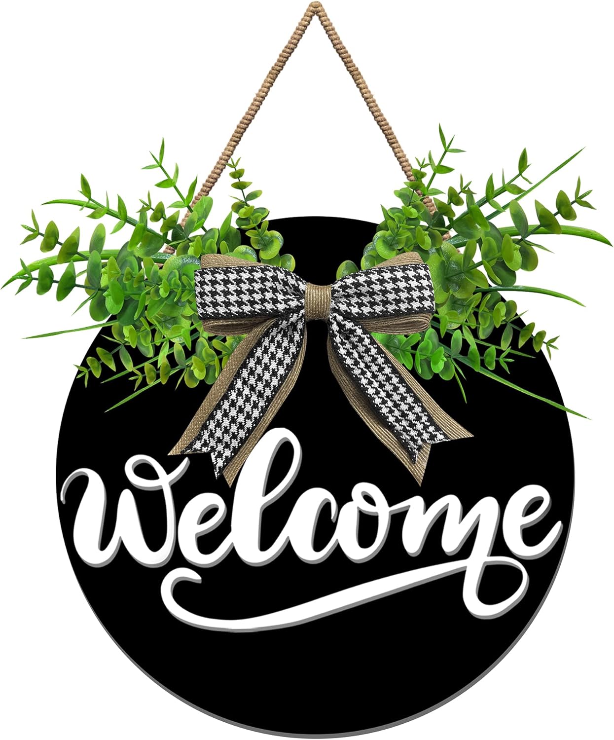 Rabbitable Welcome Wreath for Farmhouse Front Porch Decor, Rustic Wooden Door Hangers Outdoor Hanging Vertical Sign-Welcome Sign in Front Door Christmas Housewarming Holiday Gift for Home Decoration