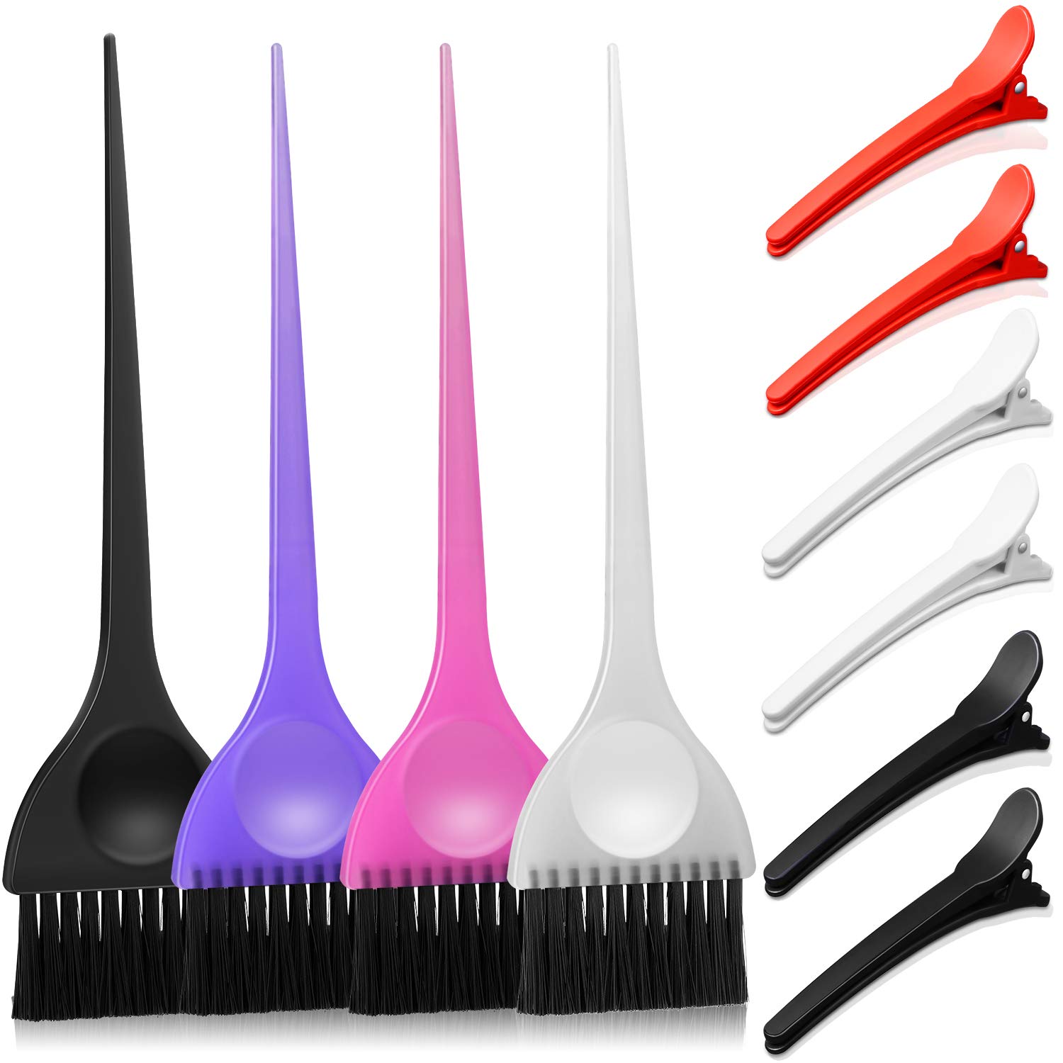 10 Pieces Hair Dye Tool Set, Include 4 Pieces Hair Dye Brush Hair Color Brush Bleach Dye Brush and 6 Pieces Hair Sectioning Clips Salon Clips for Salon Use and Home DIY Dyeing Styling : Beauty