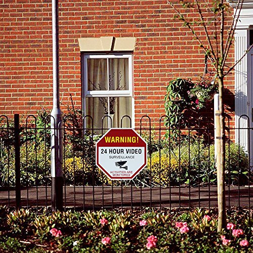 ATBAY Video Surveillance Sign Aluminum Warning 24 Hour Security Surveillance Sign Business Home No Trespassing Security Alert Sign 12''X12'' - Thumbnail 3