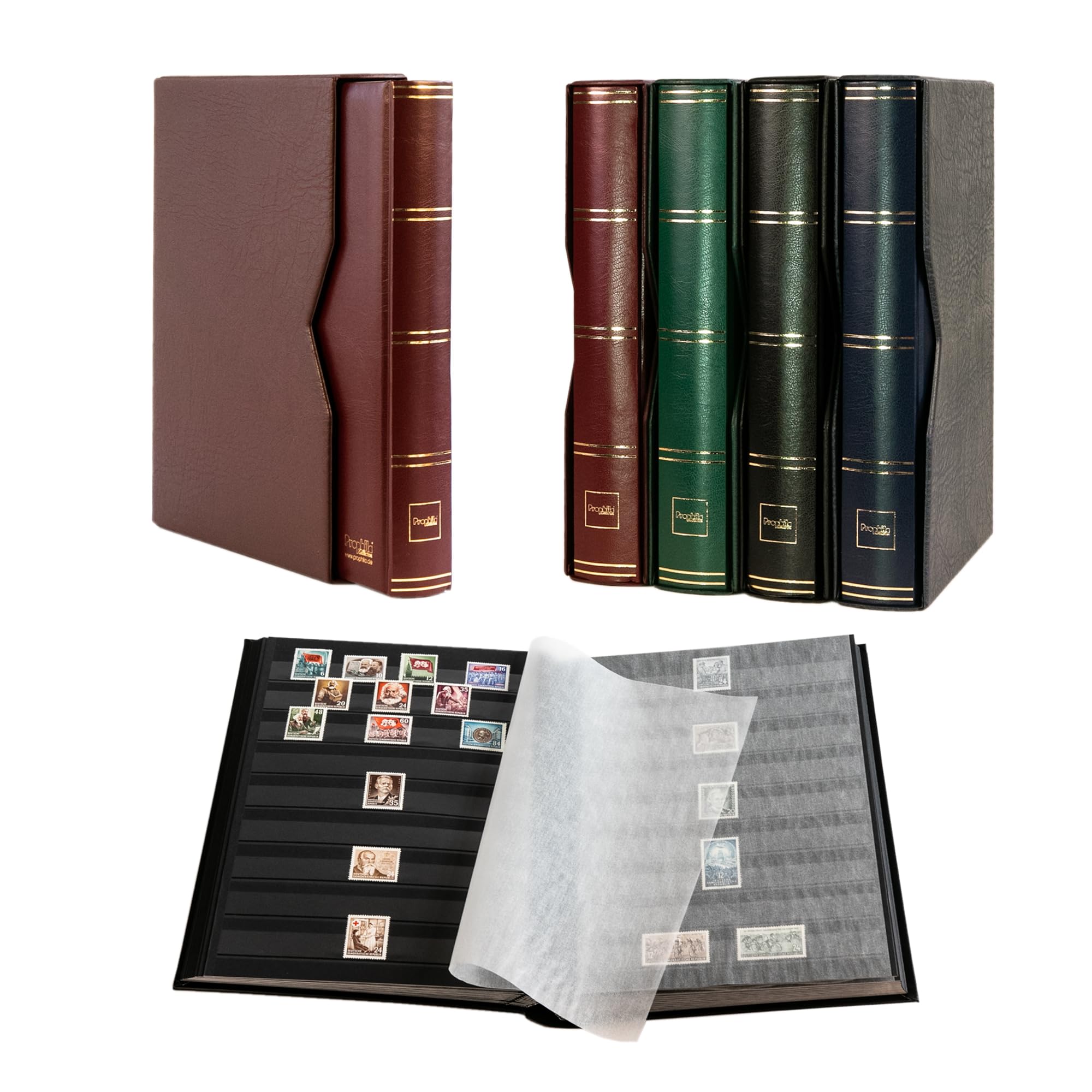 Prophila stockbook 60 black sides padded with slipcase red