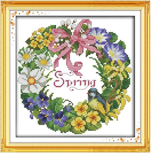 Fox And Garland Cross Stitch Kits Birds Flowers Awesocrafts Easy Patterns Cross Stitching Embroidery Kit Supplies Christmas Gifts Stamped Or Counted Cross Stitch Stamped Kits