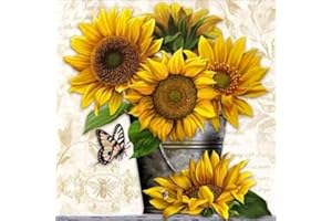 Abillyn Embroidery Cross Stitch Kits Sunflowers Bee Butterfly Stamped with Printed Pattern Starter Kit (Sunflower)