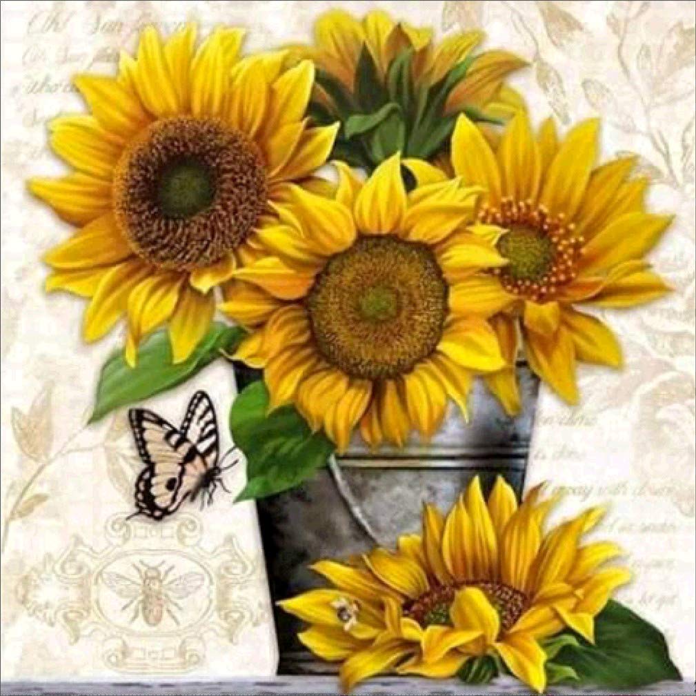 Abillyn Embroidery Cross Stitch Kits Sunflowers Bee Butterfly Stamped with Printed Pattern Starter Kit (Sunflower)