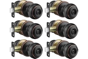 Haidms Oil Rubbed Bronze Door Knobs Interior, Privacy Door Lock Knob for Bedroom, Classic Bronze Interior Door Knobs Round Bathroom Door Hardware(6 Pack)
