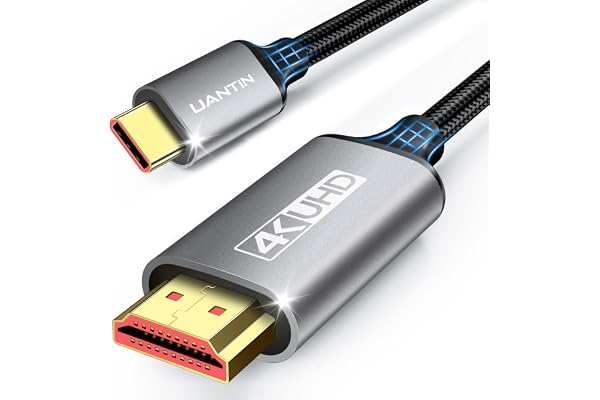 UANTIN USB C to HDMI Cable 6Ft for Home Office 4K High-Speed | USBC to HDMI Braided Cord [Thunderbolt 3/4/5 Compatible] with MacBook Neo, Galaxy S9 to S25, iPhone 17 Pro/Max, iPad, Surface