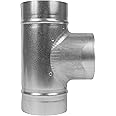 4" Inch T-Shape Ducting Splitter - 90 Degree Galvanized Steel 3-Way Dust Collection Fitting - Branches for Exhaust Fan - Ducting Adapter - Duct Hose Connector