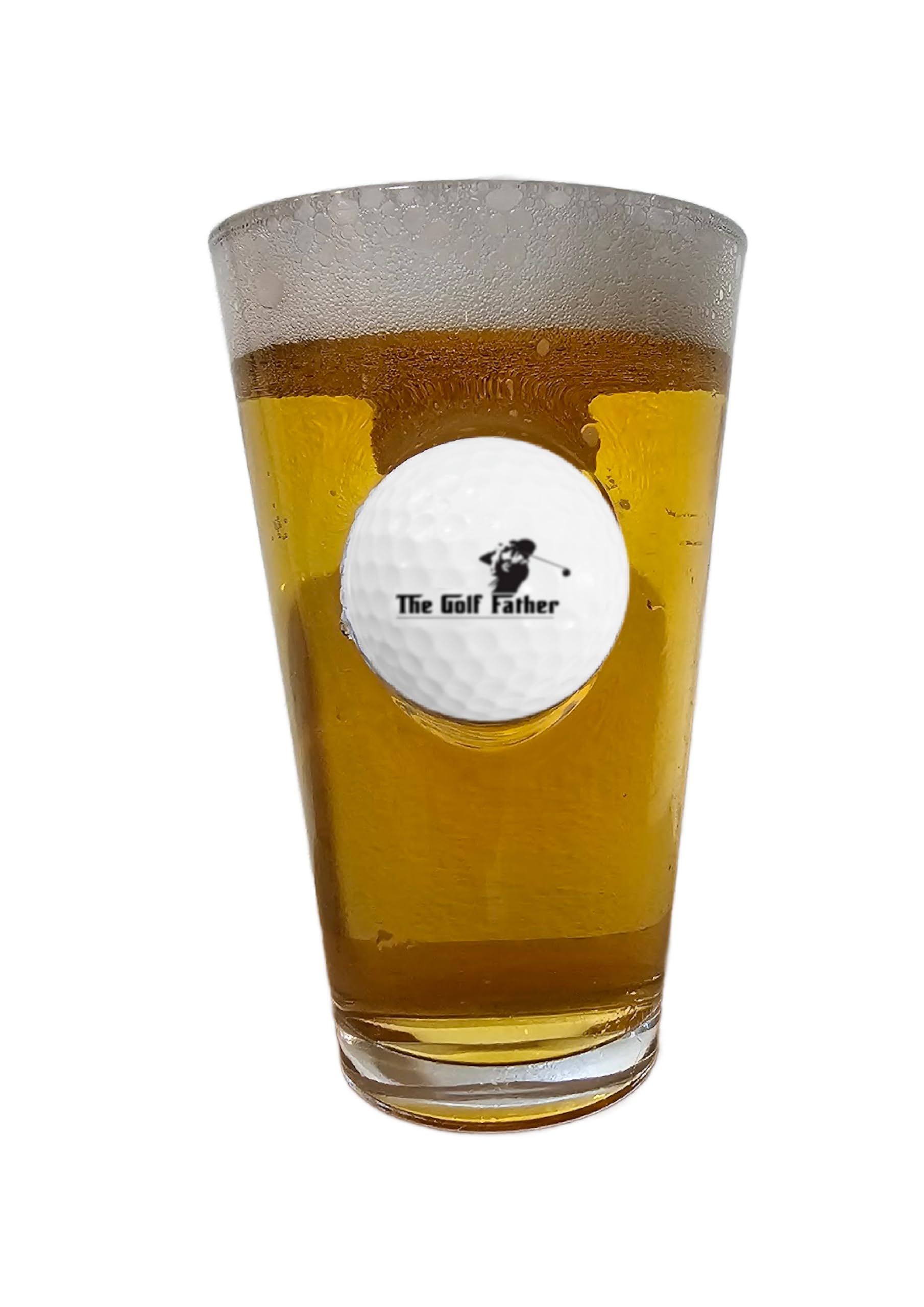 solo-pro master your game Gifts for Men, Pint Beer Glass with Real Golf Ball Embedded, Unique Birthday Gift The Golf Father