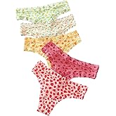 SweatyRocks Women's Cute Graphic Print Hipster Panties Mid Rise Comfy Underwear Briefs 5 Pack