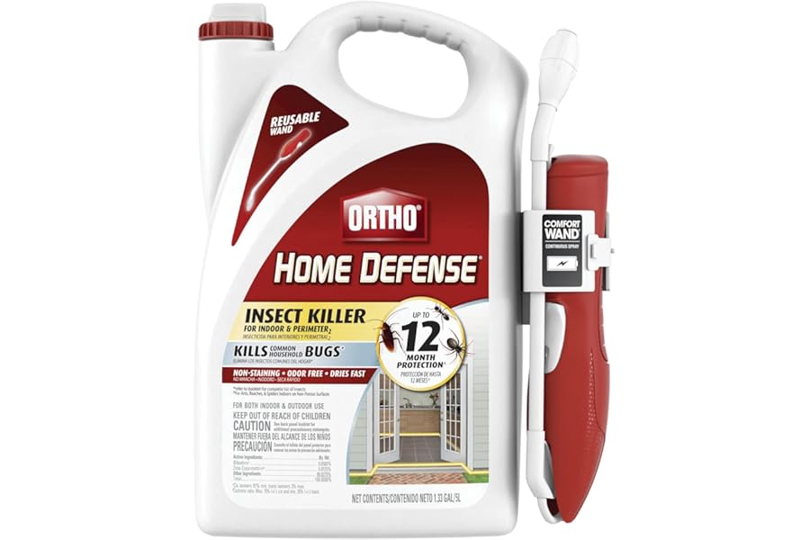 Ortho Home Defense Insect Killer for Indoor and Perimeter2 with Comfort Wand - Ready-To-Use Bug Spray, Kills Ants, Cockroaches & Spiders, 1.33 gal.
