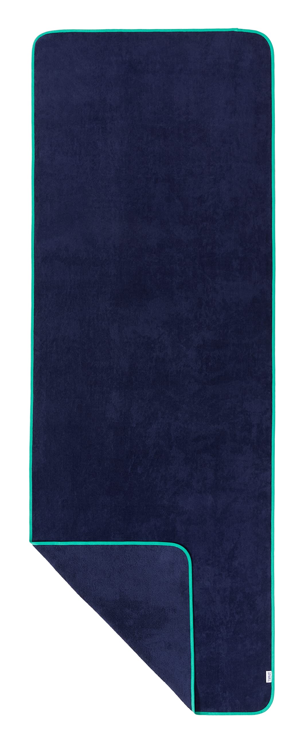 Sowel® Beach Towel Large, 100% Organic Cotton, XL Sauna Towel, 220 x 80 cm, Navy/Green — image 1