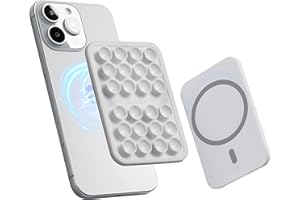 SUCKY Silicone Suction Phone Case Adhesive Mount - Anti-Slip Holder, Hands-Free Fidget Toy, Phone Accessory for iPhone and Android (Crystal White, Magnetic)