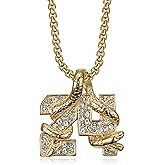 CJiePeiC 18K Gold Plated Number 8,24 Pendant Basketball Star Memorial Souvenir Punk Rock Stainless Steel Necklace for Men Women, 24 Inch Chain Gothic Hip Hop Amulet Snake Jewelry Gift