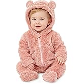 Baby Plush Long Sleeve Polar Fleece Jumpsuit With Bear Ears Baby Fleece Hooded Jumpsuit Infant Winter Outfit