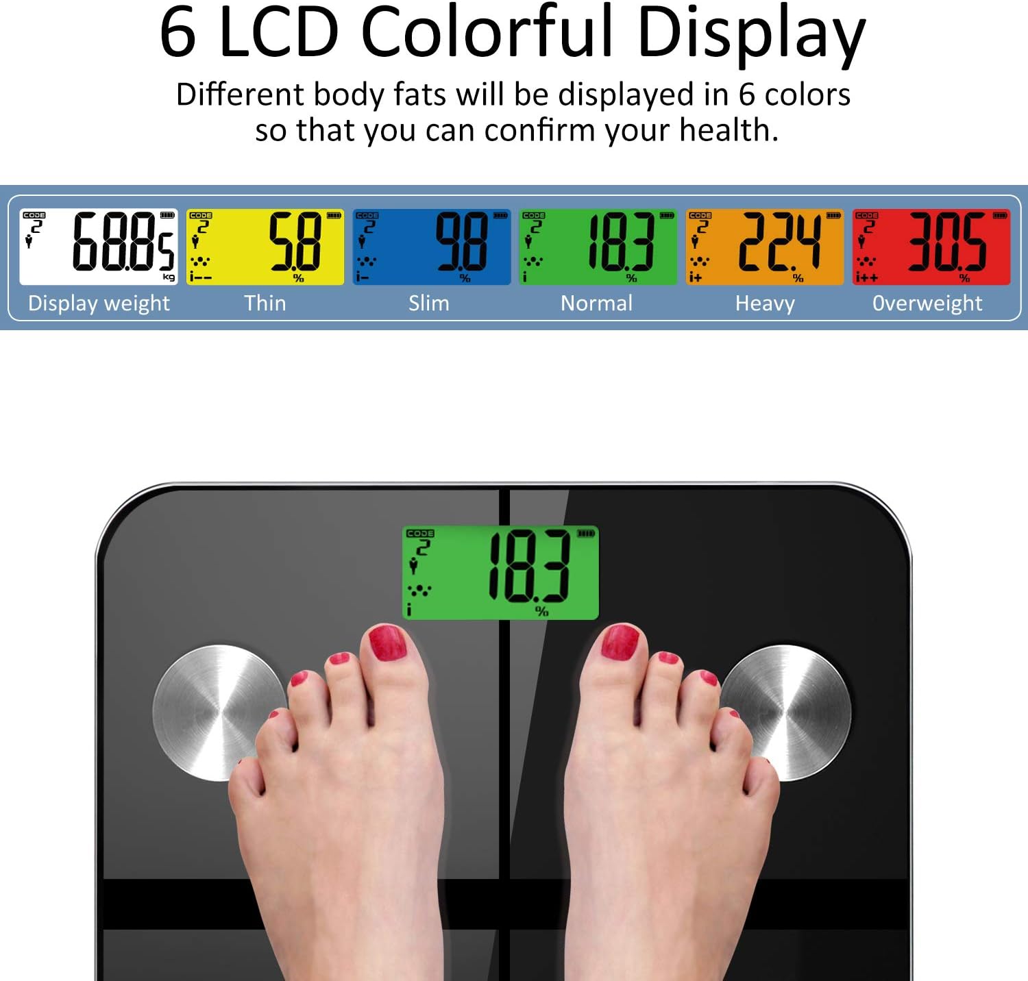 200KG Bluetooth Bathroom Scales Body Fat BMI Monitor Weighing Scale iOS