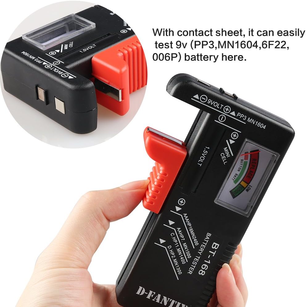 D-FantiX Analogue Battery Tester, Battery Checker for AA AAA C D 9V 1.5V Button Cell Batteries (Model: BT-168) - Image 5