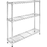 Shelving Inc. 8" d x 36" w Chrome Wire Shelving with 3 Tier Shelves, Weight Capacity 800lbs Per Shelf