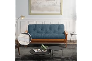 Loosh Home | 10" Queen Size Futon Sofa Bed Pocket Coil Foam Mattress - USA Made, Mineral Blue, No Frame