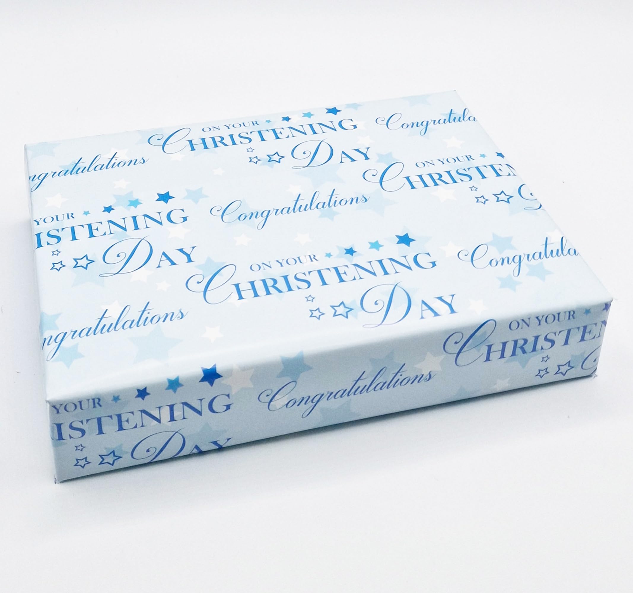 Party Angels 2 Sheets 2 Tags Congratulations On Your Christening Day Boy Wrapping Paper Gift Wrap Blue and White BGC), 4 Piece Set