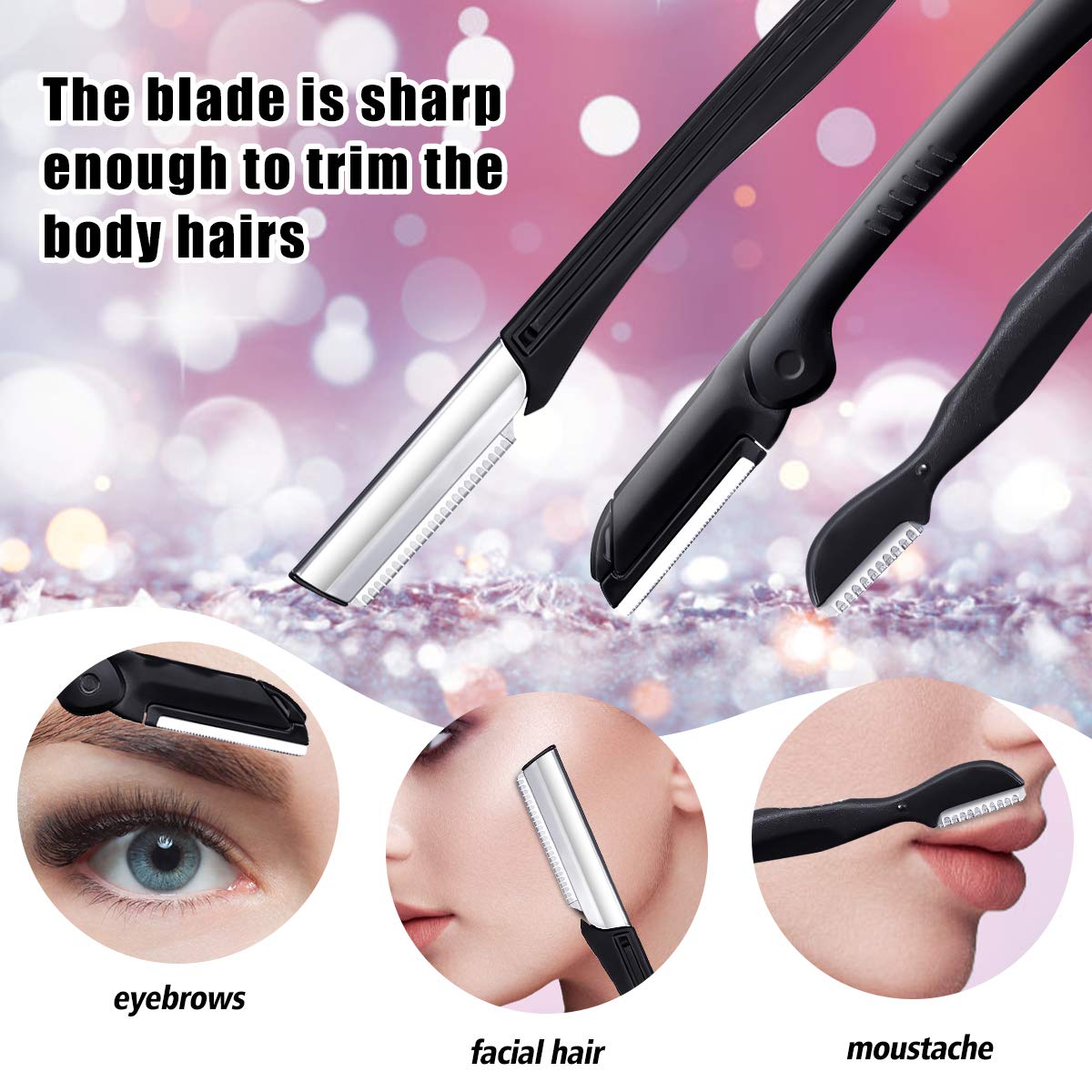 Eyebrow Razor, Hizek 6 in 1 Eyebrow Kit, Multipurpose Exfoliating Dermaplaning Tool Face Razors for Women, Including Facial Trimmer Shaver, Eyebrow Brush, Scissors, Tweezers, Storage Bag : Beauty