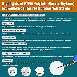 LVDALAB PTFE Membrane Filter, Hydrophobicity
