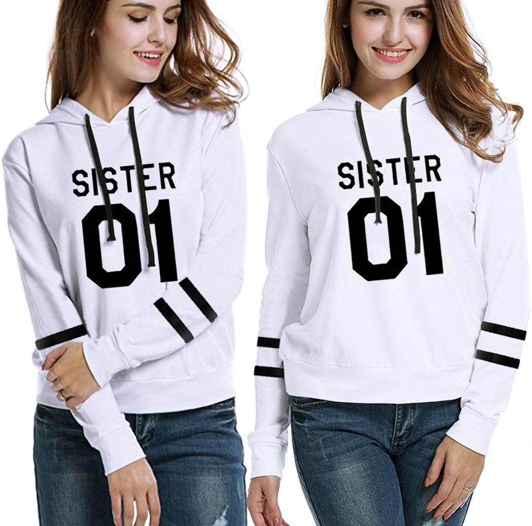 JINT Best Friends Hoodies Sister 2 Pack BFF Couple Hooded Sweatshirt for Teen Girls
