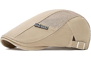 JAOAJ Mens Flat Cap Cotton Breathable Newsboy Hat Vintage Gatsby Ivy Hat Beret for Driving, Fishing Daily Wear