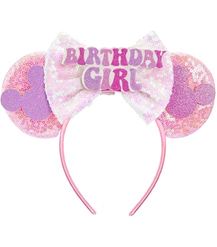 Amazon.com: RAZKO Mouse Ears Headband, Pink Birthday Party  display picture 3