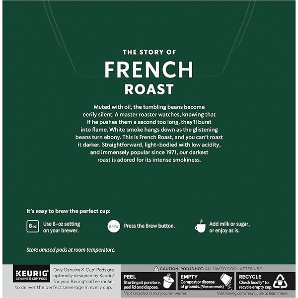 STARBUCKS K-CUP COFFEE PODS, DARK ROAST COFFEE, FRENCH ROAST, 100% ARABICA, 1 BOX (32 PODS)
