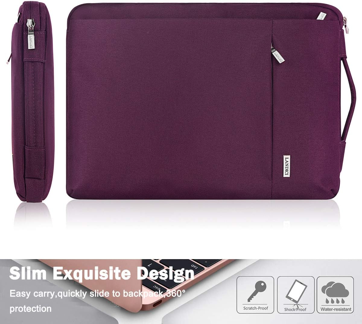Landici 360 Protective Laptop Case Sleeve 14 15.6 Inch,Waterproof Computer Bag Cover Compatible with 16" MacBook Pro,15 Surface Book 3,HP Chromebook 14/Pavilion,Samsung Acer Chromebook 15.6 -Purple: Electronics