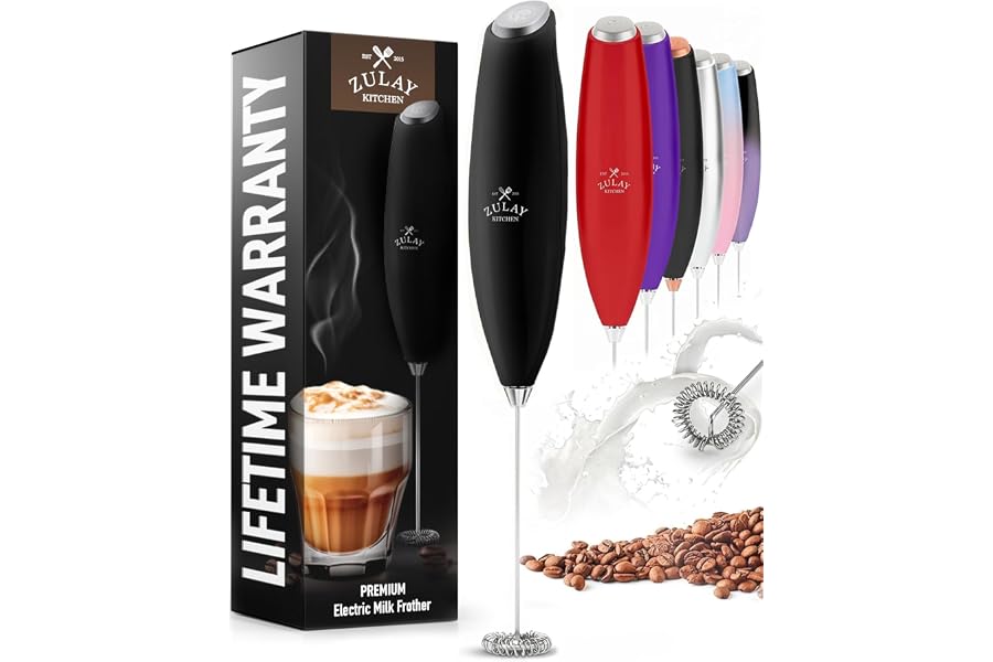 Zulay Kitchen Milk Frother Handheld Electric Whisk – Frother Wand, Durable Drink Mixer, Coffee Frother, Hand Blender, Frother