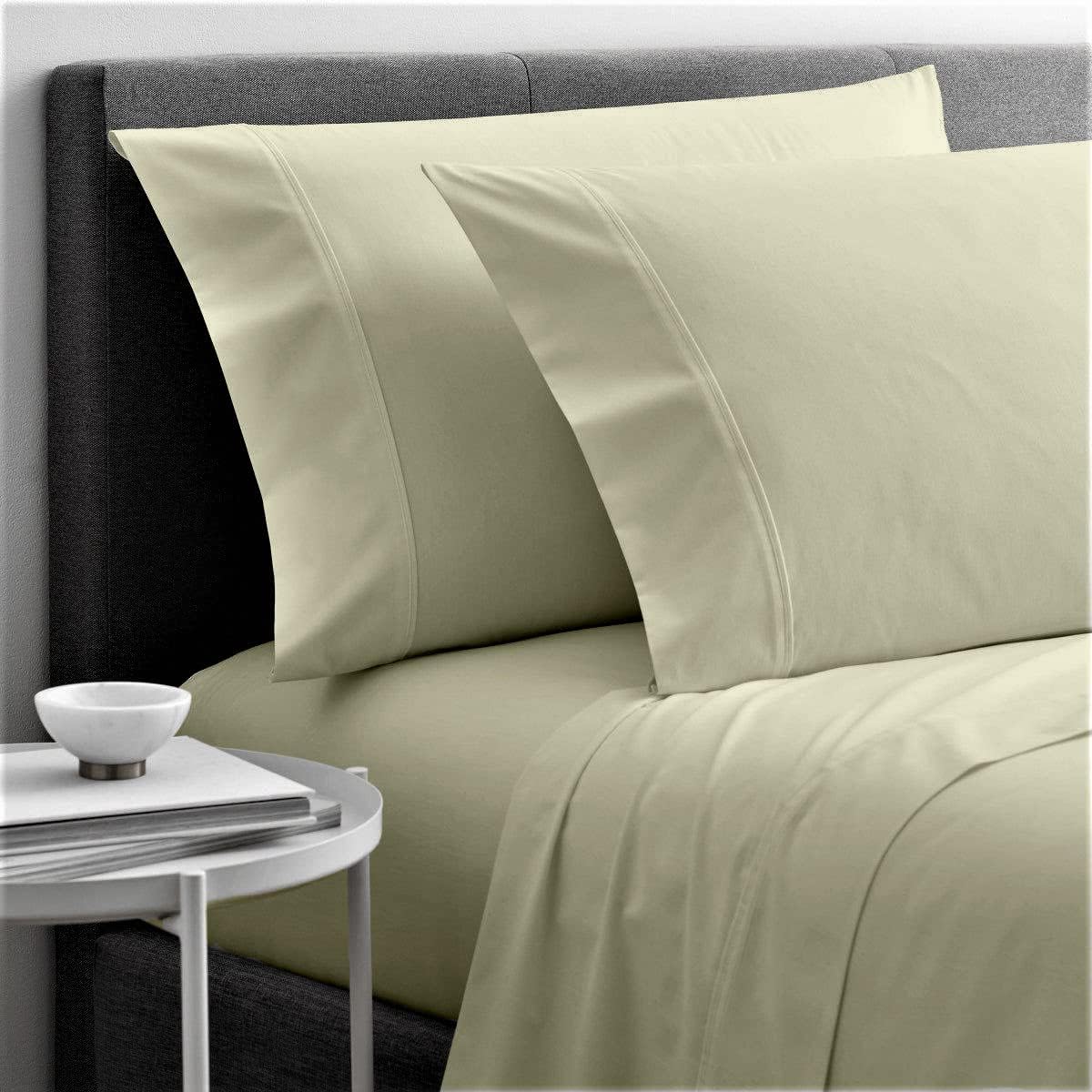 Photo 1 of Cottingon 4 Piece Full XL Dorm Bedding Set for College, 100% Long Staple Premium Egyptian Cotton, Soft Bed Sheets, Fits Upto 15" Deep Mattress 54"X80" Extra Long, Ivory