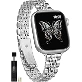 Moolia Slim Metal Band Compatible with Apple Watch Band 42/41/40/38/46/45/44/49mm Modern Design Elegant Luxury Women Replacement Bracelet for iWatch Series 11 10 9 8 7 6 5 4 3 2 1 SE/Ultra(1/2/3)