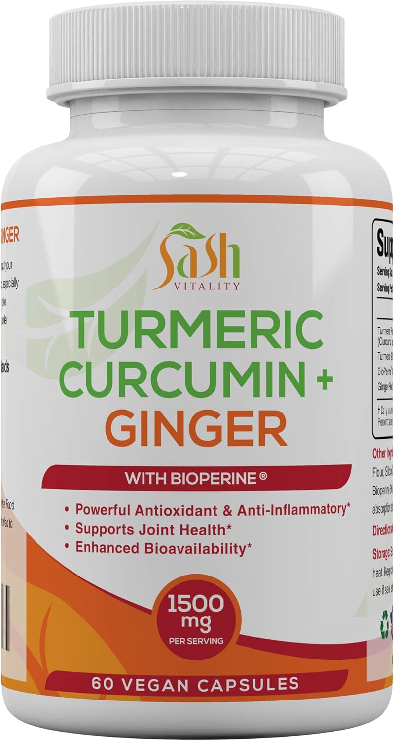 Organic Turmeric Curcumin with Ginger & Bioperine High Strength. Best