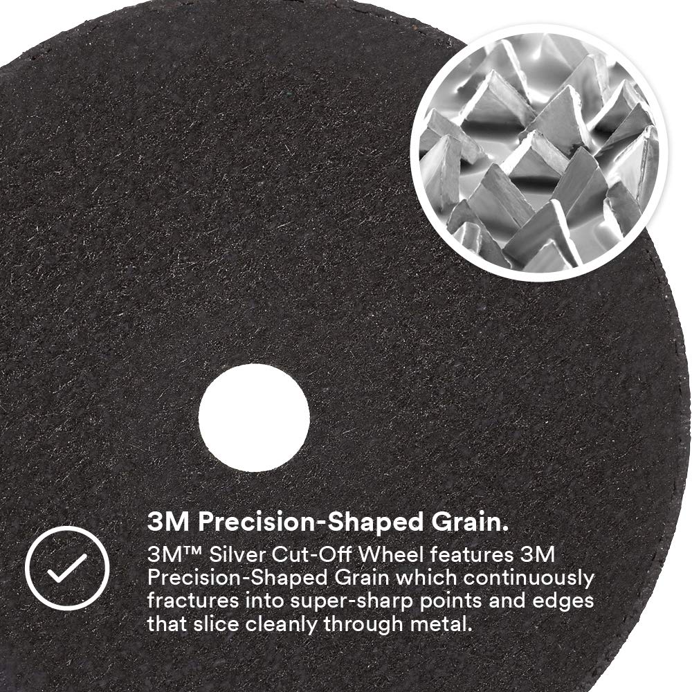 3M Silver Cut-Off Wheel - Type 1 Metal Cutting Wheel - For Angle Grinder or Cut-Off Tool - 3" x .035" x 3/8" Arbor Hole - 87458: Industrial & Scientific