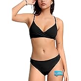 Beautikini Period Swimwear Twist V Neck Bikini Sets Two Piece Menstrual Leakproof Swimsuits Bathing Suit for Teen Girls