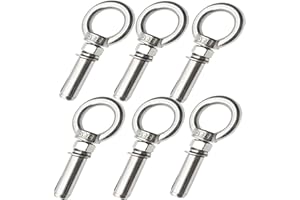Floyutin 6 Packs Stainless M6x50MM Expansion Eyebolt Assembled Bolt with Eye Nut Wahser Ring Anchor 50mm Screw Thread