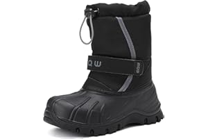 EQW Kids Snow Boots Waterproof Winter Boots for Boys & Girls Slip-on Warm Fur Lined Non-Slip Insulated Ankle Shoes