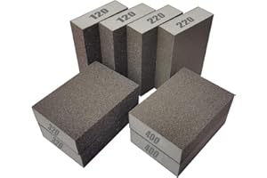 SACKORANGE 8 PCS Sanding Sponge Assortment, 2 PCS Each of 120 220 320 400 Grit -Coarse Medium Fine Hand Sanding Block Sandpaper Sponge for Metal Wood-Working Home Cleaning Drywall
