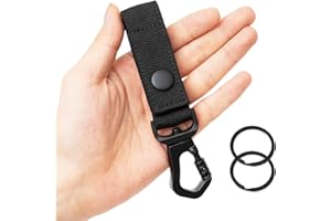 VEPKOIT Molle Key Holder with Key Rings, Heavy Duty Belt Keeper with Key Holder for up to 2.25" Wide Belt, Police Duty Belt Accessories Duty Belt Key Holder Belt Clip Keychain, Tactical Key Holder for Belt