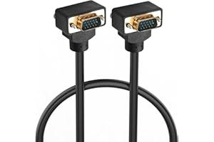 PNGKNYOCN 270 Degree VGA Cable, Upward Bend VGA Male to Upward Bend VGA Male 15 Pin Full HD 1080P High Resolution Video Cord 