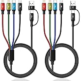 6 in 1 Multi Charging Cable, 2Pack 10Ft USBC Multi Chargers for All Devices Braided USB A/C to Lightning/Type C/Micro USB Ports Universal Charger Cord for iPhone Series/Samsung/Tablets/PS and More