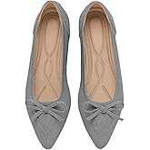 TINGRISE Women's Flats Pointed Toe Bow Knit Ballet Shoes Comfortable Dressy Mesh Slip On Flat