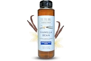 TUTURU BOTANICAL COFFEE Vanilla Bean Agave Simple Syrup for Coffee & Cocktails - Sweetened with Organic Agave Nectar - Infused with Real Vanilla Bean - 13.5 oz