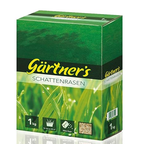 Gärtner’s Schattenrasen 1 kg I Rasensamen für halbschattige & schattige Standorte I Saatgutmischung zur Einsaat & Nachsaat I 