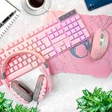 Orzly Pink RX250 4in1 Keyboard Mouse Headset Pad Bundle for PS5 Xbox PC view 2