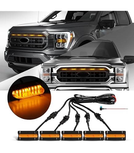 Feux LED Calandre Style Raptor Pour Ford F-150 2004-2019 & Dodge Ram 1500 2013-2018 | Lentille Jaune Fumée, ABS